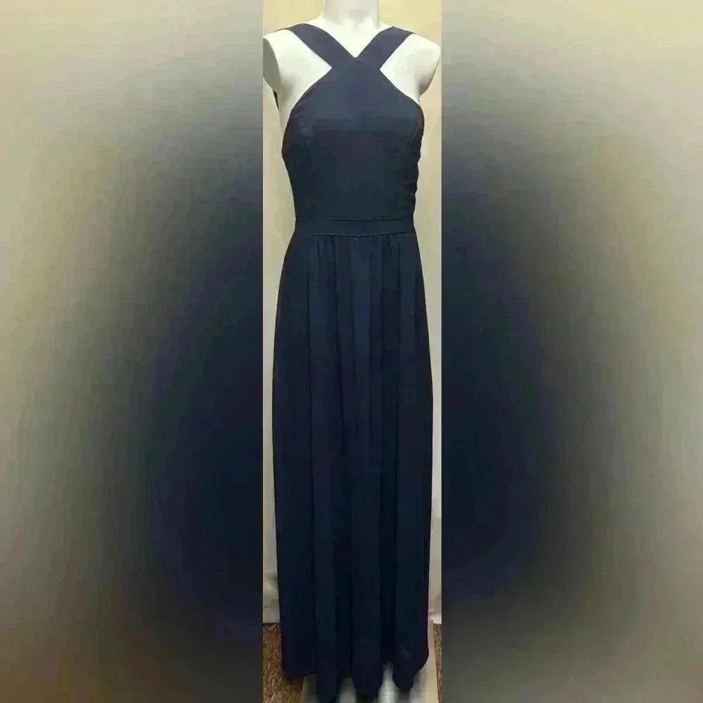 Lulu’s Air of Romance Large Navy Blue Formal Bridesmaid Maxi Dress